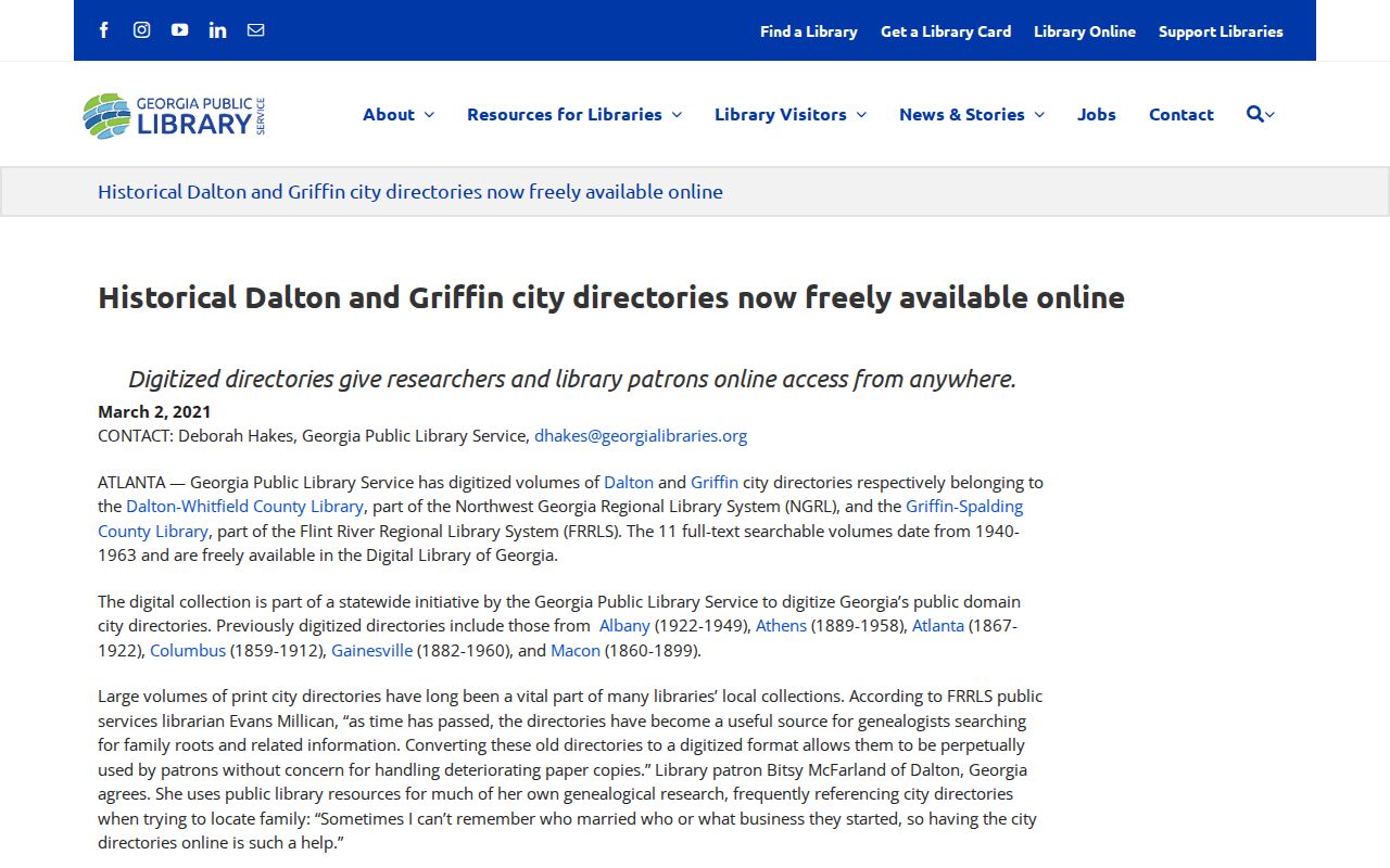 Dalton city directory digitized collection announcement