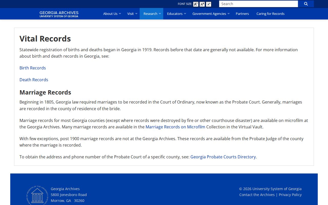 Georgia Archives vital records page for Dalton previous resident research