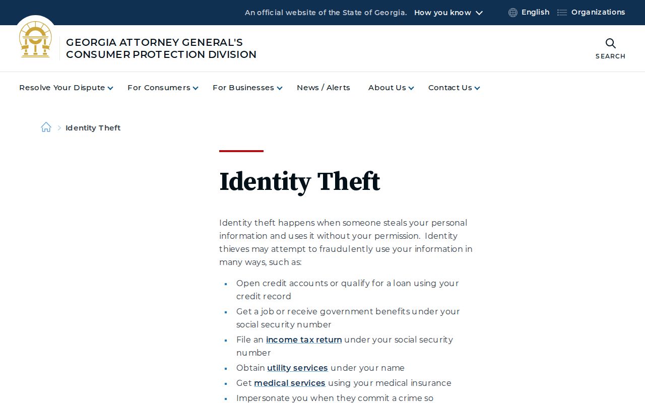 Dalton street directory Georgia identity theft guidance